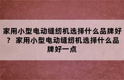 家用小型电动缝纫机选择什么品牌好？ 家用小型电动缝纫机选择什么品牌好一点